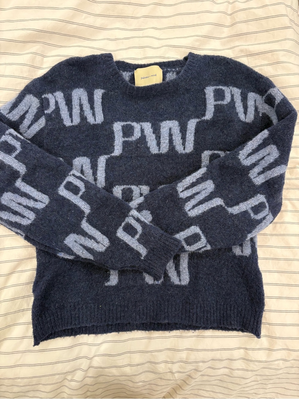 Paloma Wool Navy and Light Gray Logo Crewneck Sweater - S\M fit